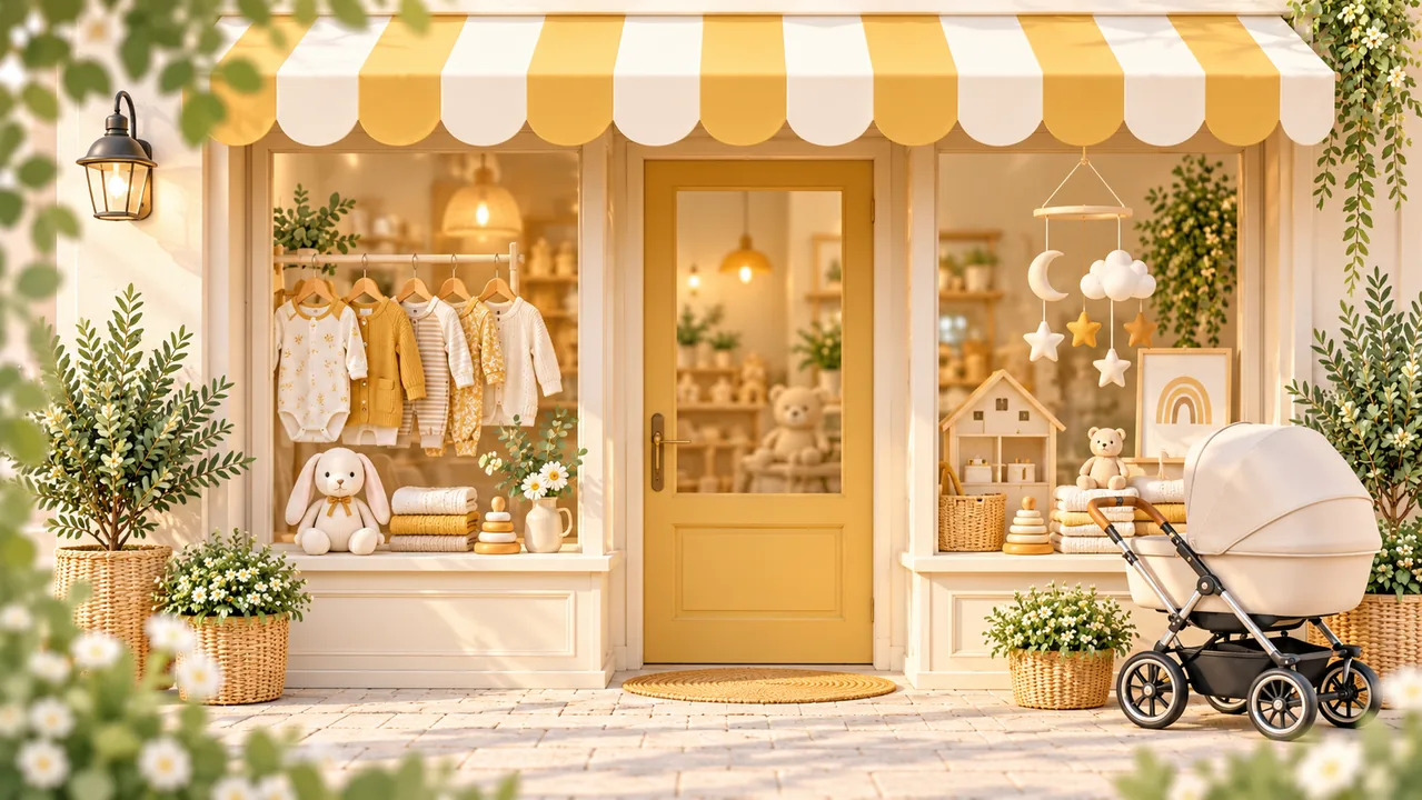 Sfeerillustratie van een babywinkel