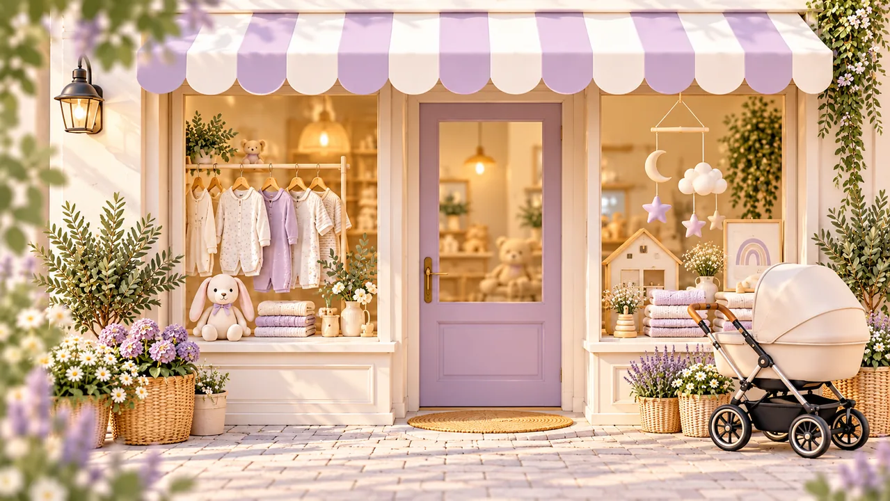 Sfeerillustratie van een babywinkel