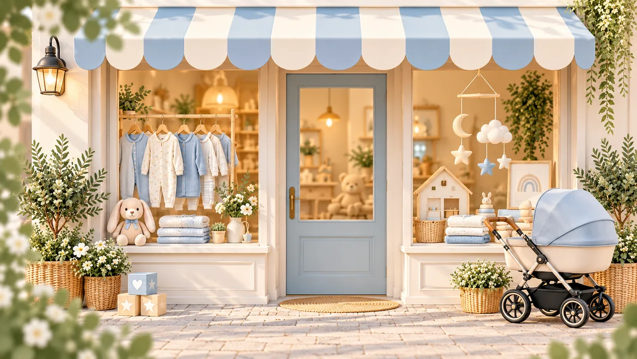 Sfeerillustratie van een babywinkel
