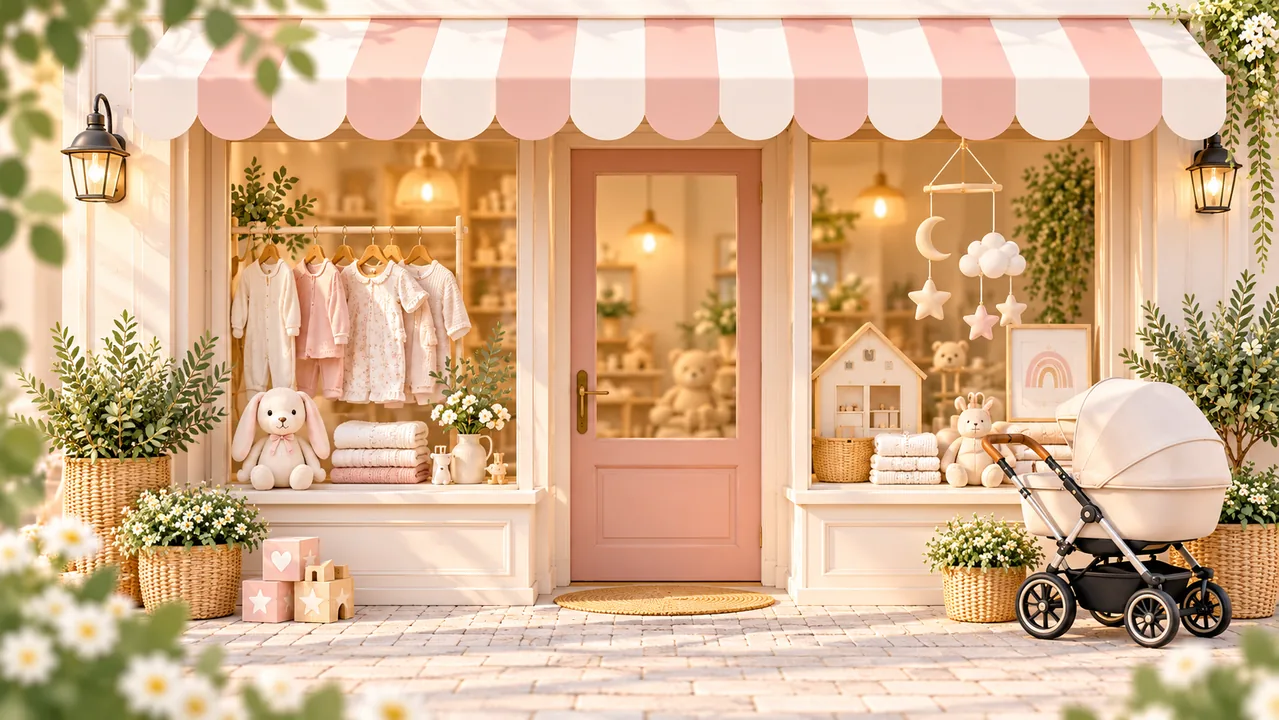 Sfeerillustratie van een babywinkel