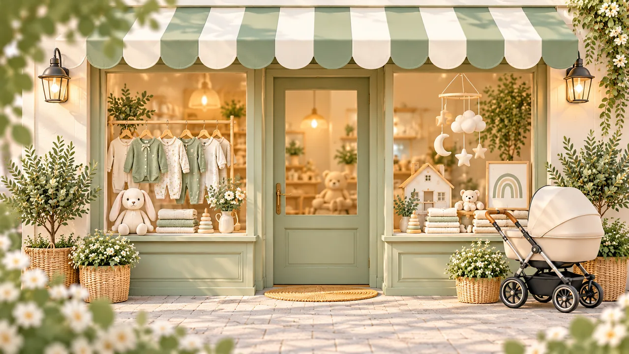 Sfeerillustratie van een babywinkel