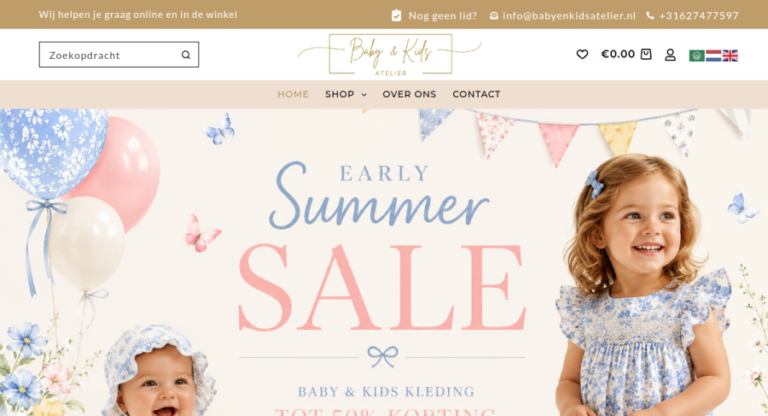 Websitevoorbeeld van Baby & Kids Atelier Beverwijk
