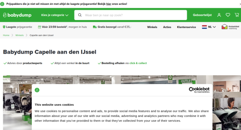 Websitevoorbeeld van Babydump Capelle aan den IJssel