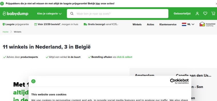 Websitevoorbeeld van Babydump Groningen