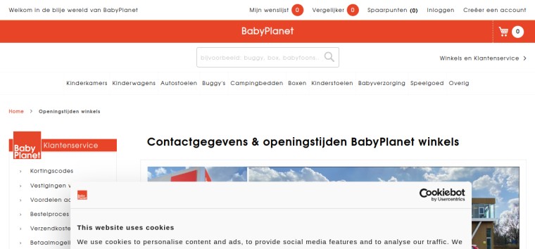 Websitevoorbeeld van BabyPlanet Meppel