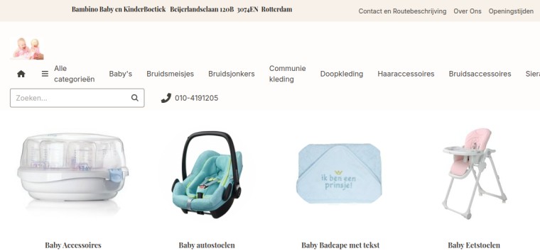 Websitevoorbeeld van Bambino Baby en Kinderboetiek