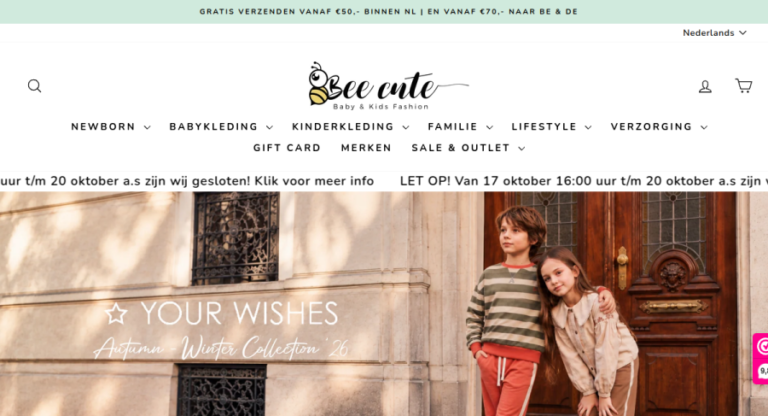 Websitevoorbeeld van Bee Cute
