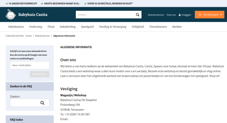 Websitevoorbeeld van Babyhuis Casita