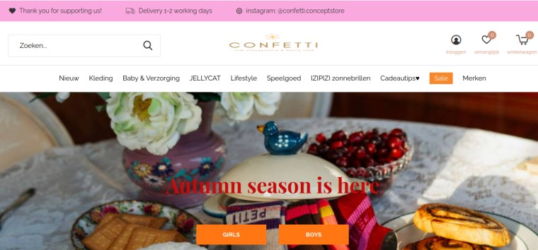 Websitevoorbeeld van Confetti