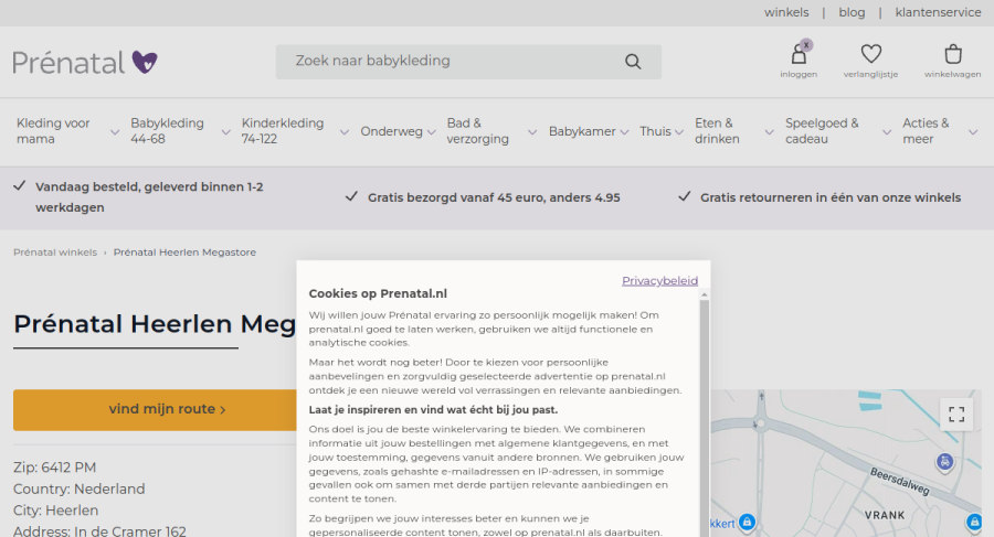 Websitevoorbeeld Prénatal Heerlen Megastore