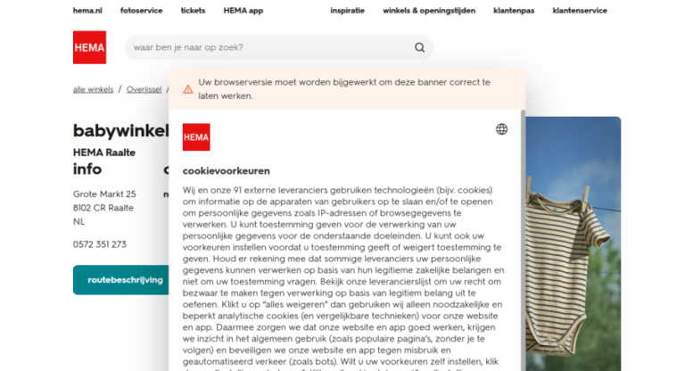 Websitevoorbeeld van HEMA Raalte