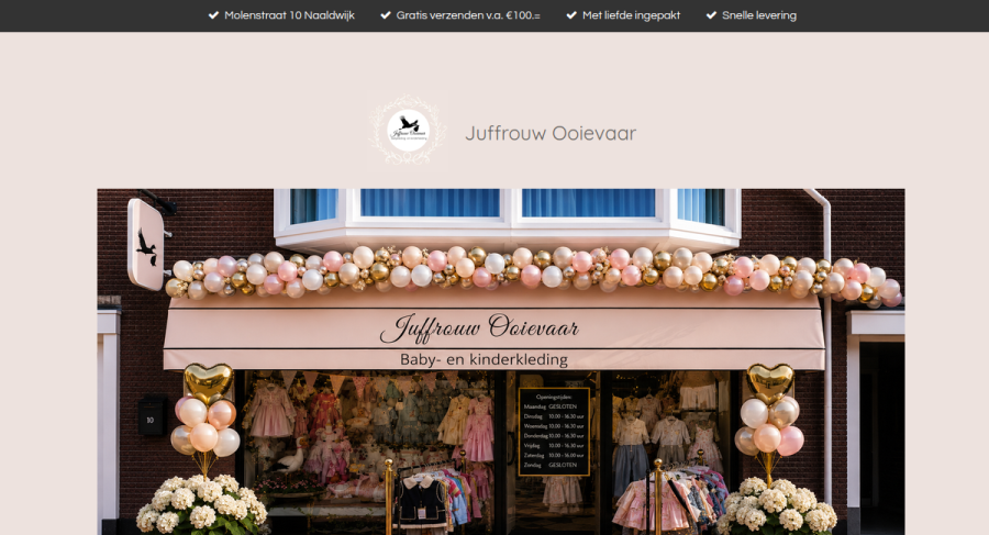 Websitevoorbeeld van Juffrouw Ooievaar