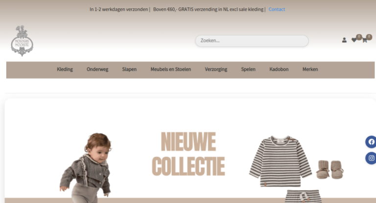Websitevoorbeeld van Moeders Mooiste Kinderwinkel