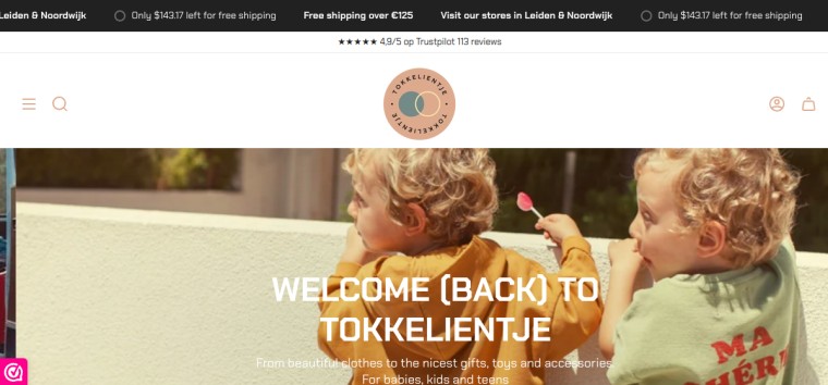 Websitevoorbeeld van Tokkelientje Leiden