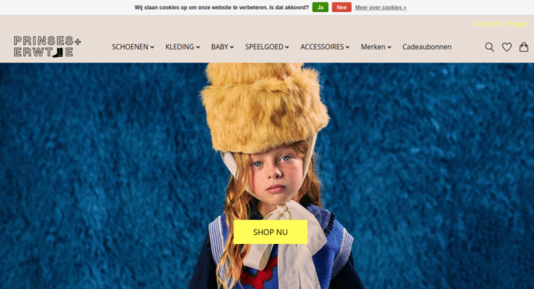 Websitevoorbeeld van Prinses en Erwtje
