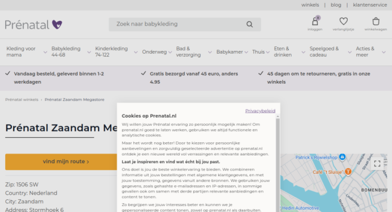 Websitevoorbeeld van Prénatal Zaandam Megastore