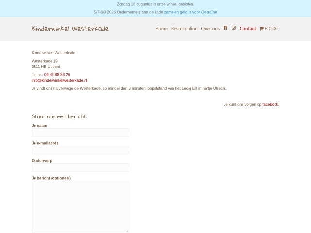 Websitevoorbeeld van Kinderwinkel Westerkade