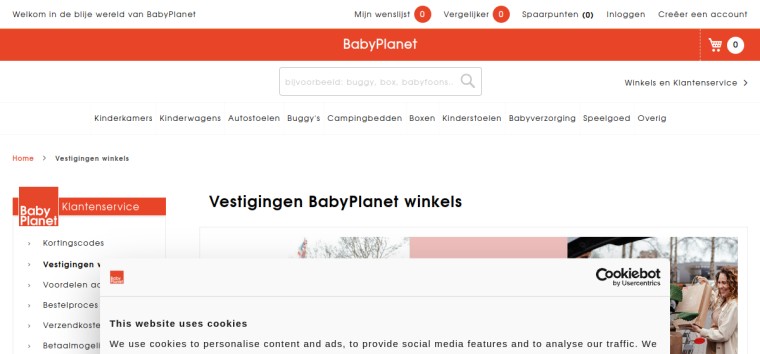 Websitevoorbeeld van BabyPlanet Drachten