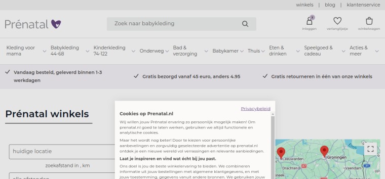 Websitevoorbeeld van Prénatal Amersfoort Megastore