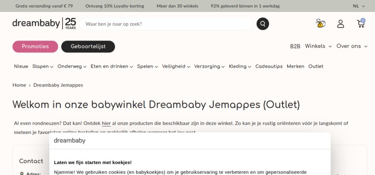 Websitevoorbeeld van Dreambaby Jemappes