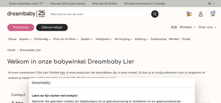 Websitevoorbeeld van Dreambaby Lier
