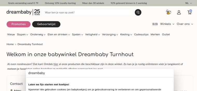 Websitevoorbeeld van Dreambaby Turnhout
